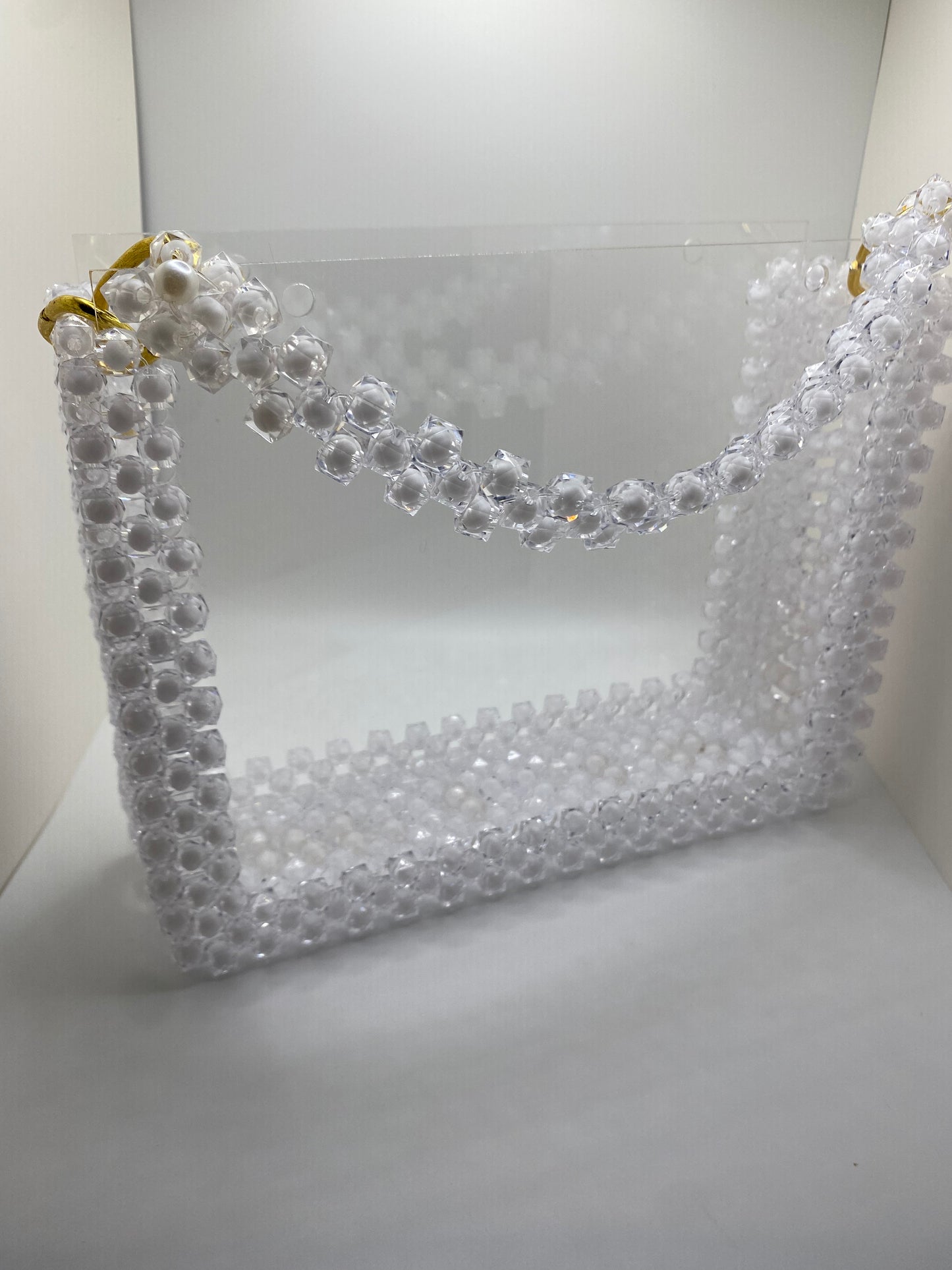 Sac en perles blanches/ transparent