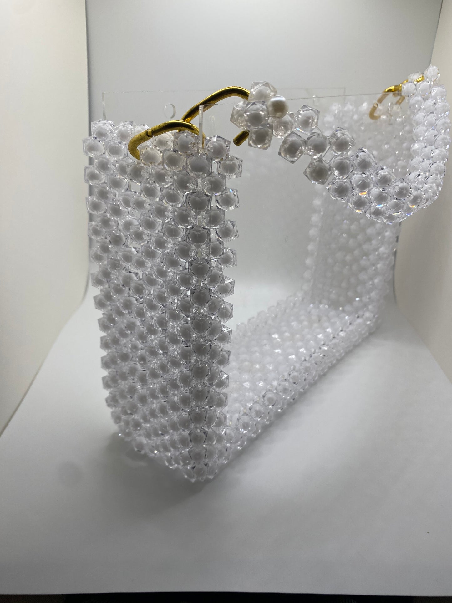 Sac en perles blanches/ transparent